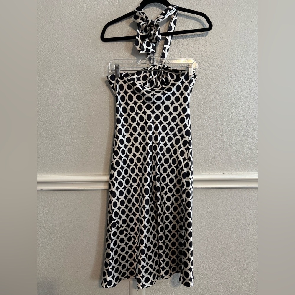 Laundry silk Halter tied Dress black and cream size 6 - Picture 5 of 9